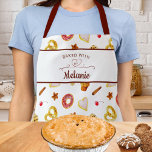 Delantal BAKED CON LOVE Bakery Pattern Personalizado<br><div class="desc">Patrón de productos horneados y con título BAKED with HEART (LOVE) BY NAME.</div>