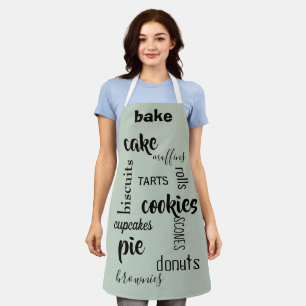 Delantal Baked Goods Words Green Kitchen Apron