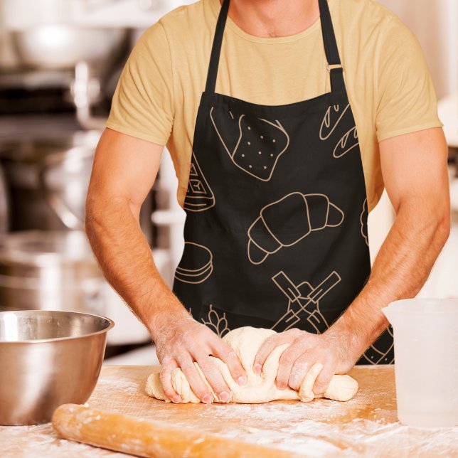 Delantal Baker de diversión de pan y pan de cocina negra (Subido por el creador)