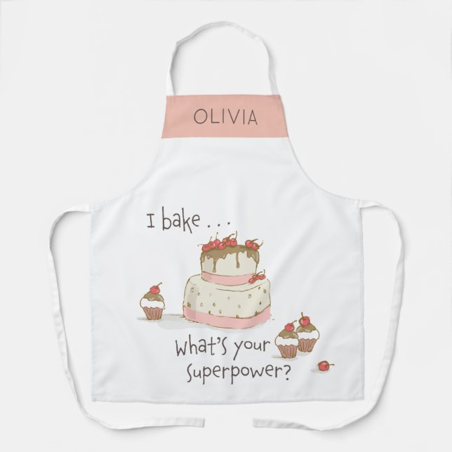 Delantal Baker personalizado horneo ¿Cuál es tu superpoder? (Anverso)