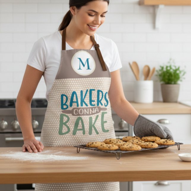 Delantal Bakers Gonna Bake Monogram Gift (Subido por el creador)