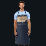 Delantal Baking is Love made Edible Script Apron<br><div class="desc">El Horno Personalizado es Comestible de Amor. NAVY & TAN. Diseño de escritura moderna limpia. Su casa de horneado es una obra de arte digna de marco. Rótulo su obra maestra con un florido APRON TODO-SOBRE, de clase y sobria. Un gran regalo para el tipo que ama cocinar/hornear. Coordina con...</div>