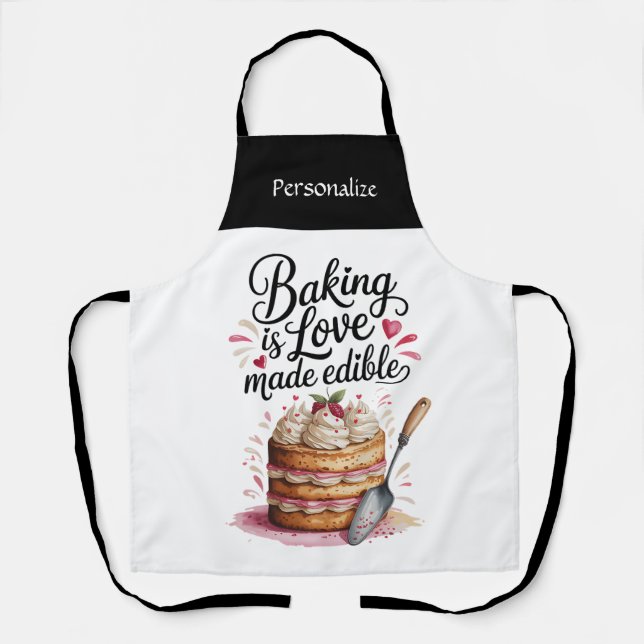 Delantal Baking Is Love Quote Kitchen Baker Personalized (Anverso)