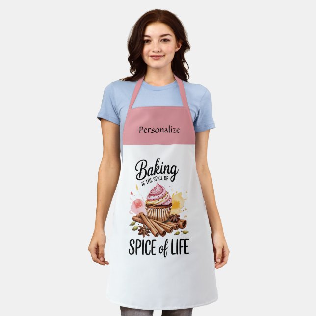 Delantal Baking is the Spice of Life Quote Personalize Gift (Gastado)