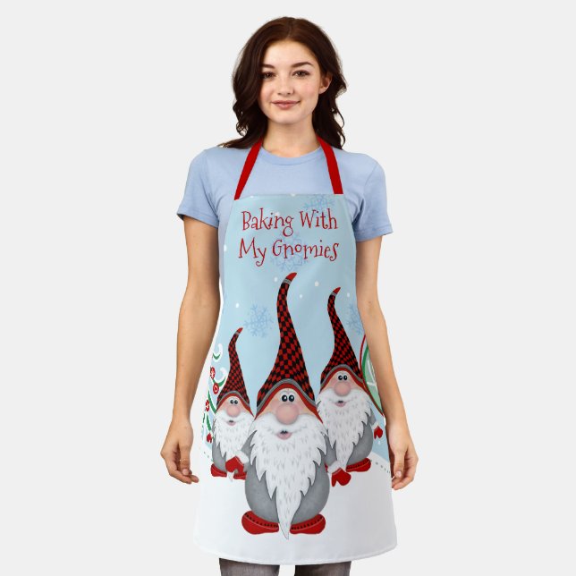 Delantal Baking lindo con mis Navidades de Gnomies Gnome Xm (Gastado)