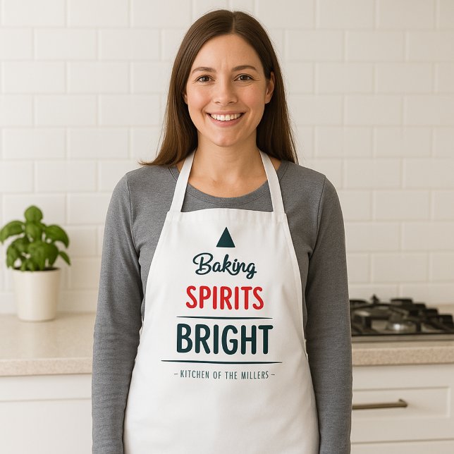 Delantal Baking Spirit Bright Christmas Tree Custom Name (E (Subido por el creador)