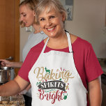 Delantal Baking Spirit Bright Funny Navidades Pun<br><div class="desc">Un juego de palabras divertido para Navidades,  que dice: "Hacer brillar a los espíritus".</div>