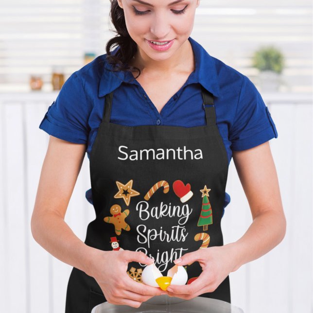 Delantal Baking Spirit Navidades Brillantes Nombre personal (Subido por el creador)