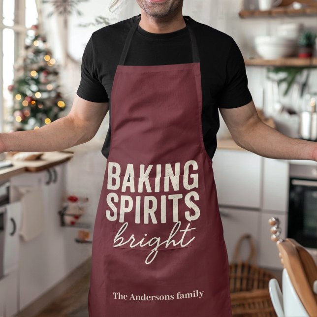 Delantal Baking Spirits Bright | Burgundy Christmas (Subido por el creador)