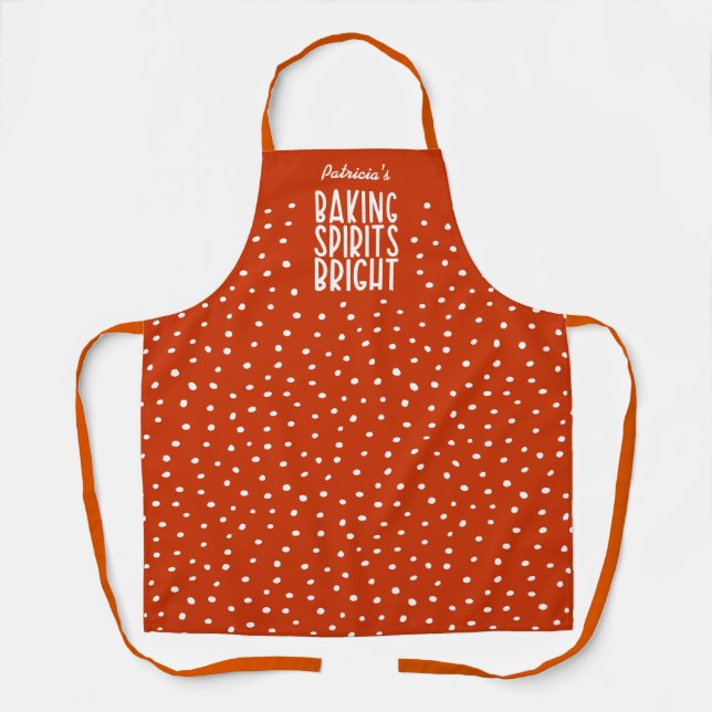 Delantal Baking Spirits Bright Orange Polka Dot Thanksgivin (Anverso)