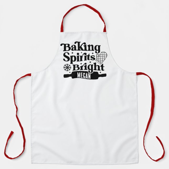 Delantal 'Baking Spirits Bright' Pan de Jengibre Navidad Ho (Anverso)