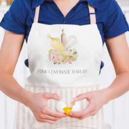 Delantal Baking Utensils Floral Logo Pastry Chef Apron