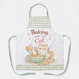 Delantal Baking with My Cat Kawaii Pastel Cute Kitty