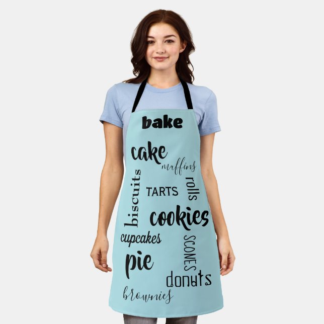 Delantal Baking Words Blue Kitchen Apron (Gastado)