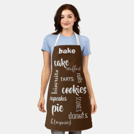 Delantal Baking Words Brown Kitchen Apron