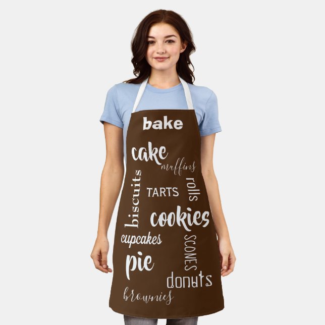 Delantal Baking Words Brown Kitchen Apron (Gastado)