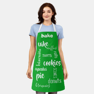Delantal Baking Words Green Kitchen Apron