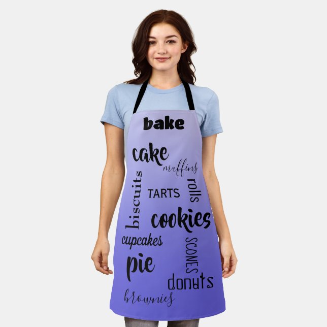 Delantal Baking Words Lavender Kitchen Apron (Gastado)