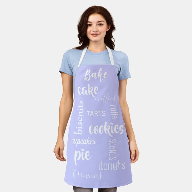 Delantal Baking Words Periwinkle Kitchen Apron (Gastado)