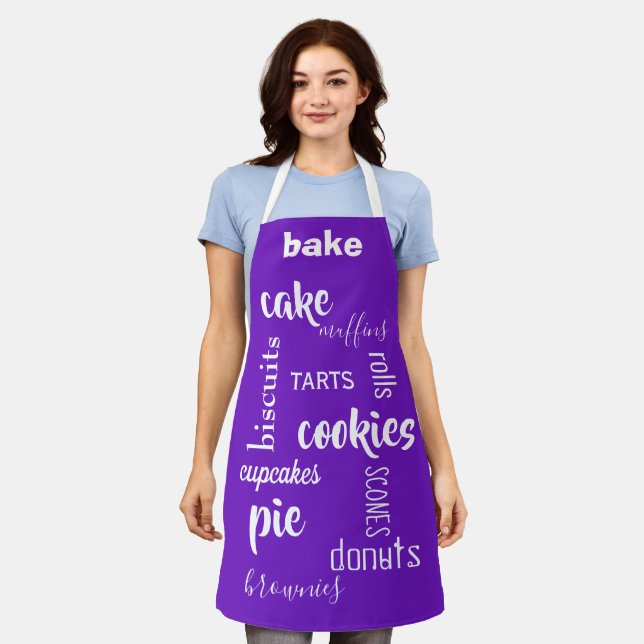 Delantal Baking Words Purple Kitchen Apron (Gastado)
