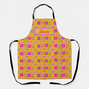 Delantal Baldosas de amor-rosa-morado-AMARILLO-