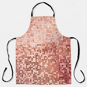 Delantal Baldosas de mosaico cuadrado de oro rosa rosa