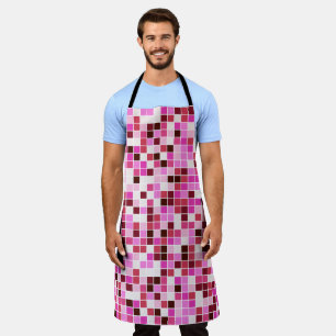 Delantal Baldosas de piscina, mosaicos rosados, patrón geom