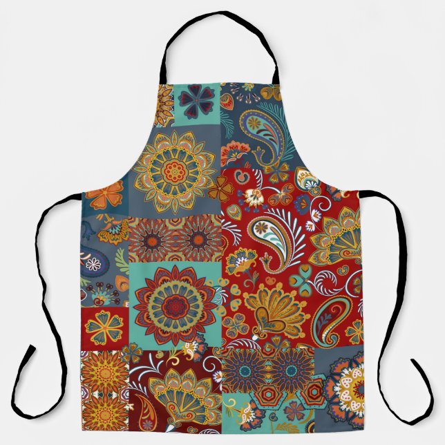 Delantal Baldosas inmaculadas sin soldadura con paisley y m (Anverso)