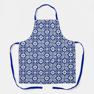 Delantal Baldosas marroquíes, azul cobalto y blanco