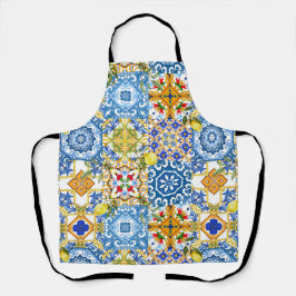 Delantal Baldosas mediterráneas, mayólica, siciliana