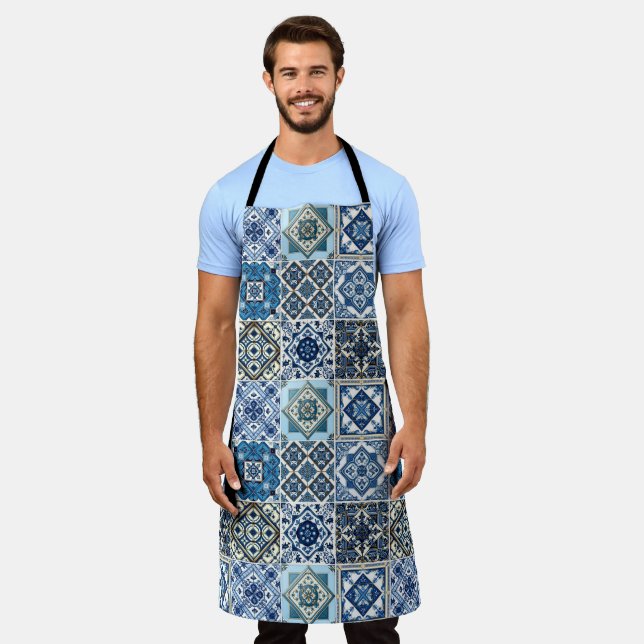 Delantal Baldosas mediterráneas, portuguesas, azulejo, mall (Gastado)