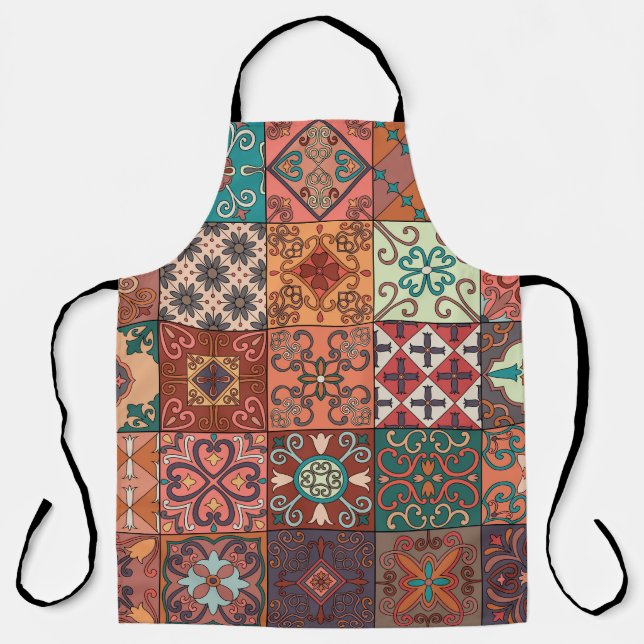 Delantal Baldosas Portuguesas: Talavera Estilo Azulejo. (Anverso)