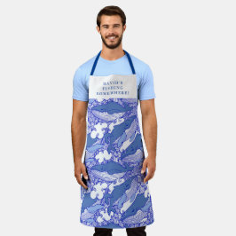 Delantal Ballena monocromática azul personalizado