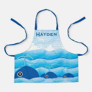 Delantal Ballenas y olas Océano azul personalizado
