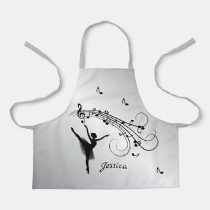Delantal Ballerina asombrosa bailando con plata musical