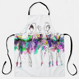 Delantal Ballerinas acuarelas: Ilustracion de danza brillan