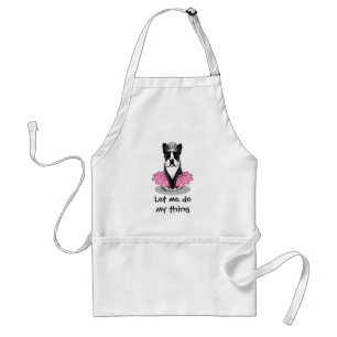 Delantal Ballet Ballerina Princess Boston Terrier (negro)