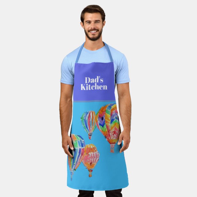 Delantal Balón de aire caliente acuarela Dads Kitchen Apron (Gastado)