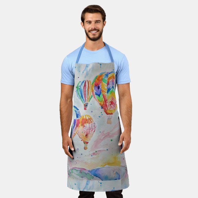 Delantal Balón de aire caliente acuarela Dads Kitchen Apron (Gastado)