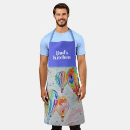 Delantal Balón de aire caliente acuarela Dads Kitchen Apron