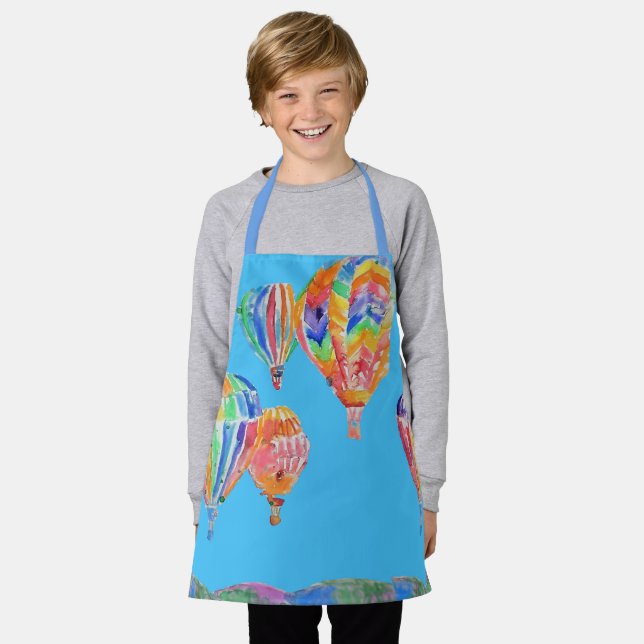 Delantal Balón de aire caliente acuarela Niños Apron (Gastado)