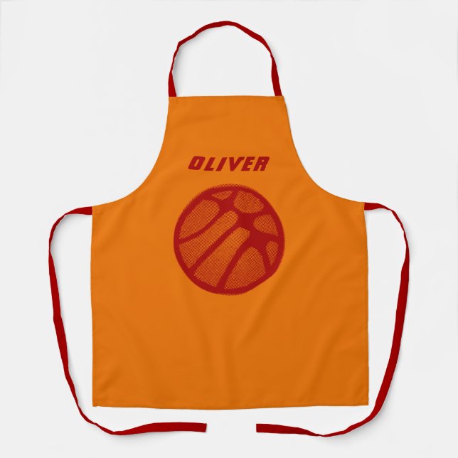 Delantal Baloncesto Ball Naranja Red Sports Kids Nombre (Anverso)