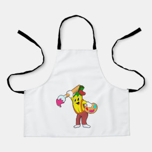 Delantal Banana como pintora con pincel de pintura