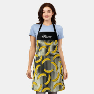 Delantal Banana dibujada a mano, Personalizado de texto Apr