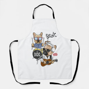 Delantal Banda Cute Dog Rock Toca Guitarra Esencial T-Shir
