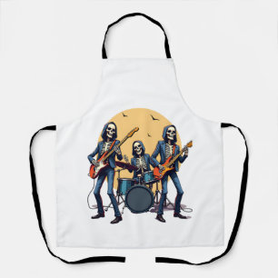 Delantal Banda de Rock Esqueleto - Camiseta Divertida de Ha