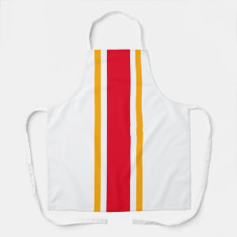 Delantal Bandas de Carreras blanca amarilla roja brillante 