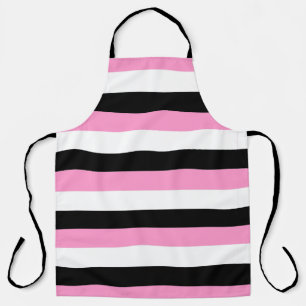 Delantal Bandas negras, blancas y rosas