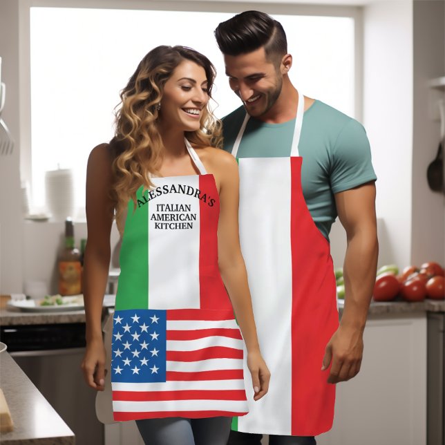 Delantal Bandera americana audaz (Italian-American Flags Apron
Flag of Italy- American Flag
Personalized Apron)