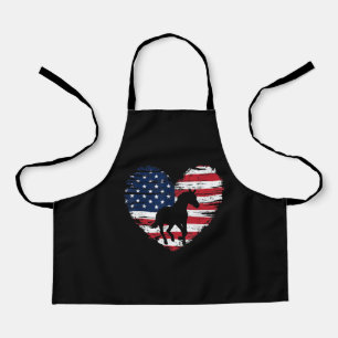 Delantal Bandera Americana Caballo Corazón Orgullo Patrióti